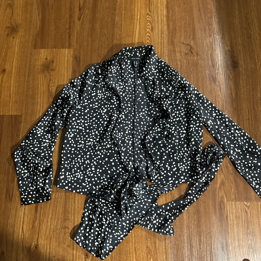 New Look Black and White Polka Dot Blouse
